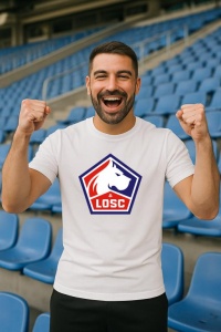 Tricou barbat cu logo stema Lille LOSC Franta , din bumbac 100% - Img 7
