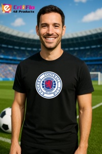 Tricou barbat cu logo stema Rangers FC Scotia , din bumbac 100% - Img 5
