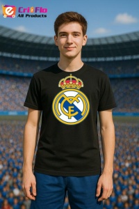 Tricou barbat cu logo stema Real Madrid CF Spania , din bumbac 100% - Img 4