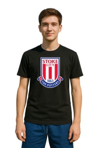Tricou barbat cu logo stema Stoke City Anglia , din bumbac 100% - Img 2