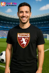 Tricou barbat cu logo stema Torino FC Italia , din bumbac 100% - Img 6