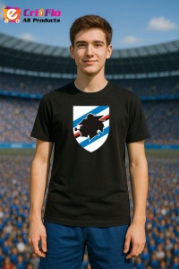 Tricou barbat cu logo stema UC Sampdoria Italia , din bumbac 100% - Img 3