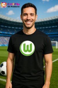 Tricou barbat cu logo stema VfL Wolfsburg Germania , din bumbac 100% - Img 6