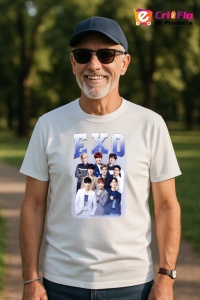 Tricou barbat Kpop cu trupa EXO 9 music Coreean 208 - Img 5