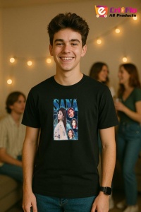 Tricou barbat Kpop cu trupa SANA music Coreean 283 - Img 7
