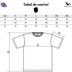 Tabel marimi dimensiuni tricou barbat Salvamar