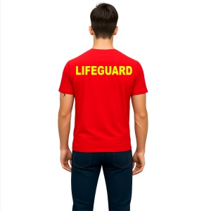 Tricou Barbat LIFEGUARD Rosu - Piscina, Plaja, Litoral, Strand