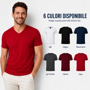 Tricou Bărbat Malfini Action V-Neck 700, 95% Bumbac, 5% Elastan, Guler în V, Slim Fit, 6 Culori, Mărimi S–2XL