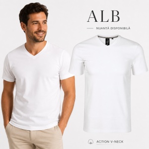 Tricou Bărbat Malfini Action V-Neck 700, 95% Bumbac, 5% Elastan, Guler în V, Slim Fit, 6 Culori, Mărimi S–2XL - Img 11