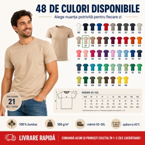 Tricou bărbat Malfini Basic Clasic, 100% bumbac, 160 g/m², guler rotund, 48 de culori, mărimi XS–5XL - Img 9