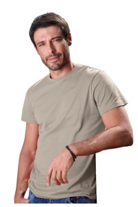 Tricou barbat Simplu basic gri gheata purtat de un bărbat frumos si tanar