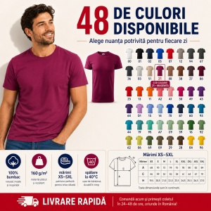 Tricou Bărbat Simplu Malfini Basic, 100% Bumbac, Regular Fit, casual office Guler Rotund, Multiple Culori XS - 5XL - Img 8