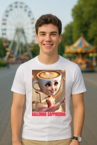 Tricou Barbat Tralalero Tralala cu personajul Ballerina Cappuccina - Italian Brainrot Meme (1) - Img 5