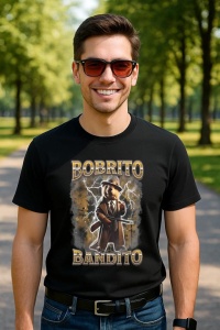 Tricou Barbat Tralalero Tralala cu personajul Bobrito Bandito Funny Italian Brainrot Meme Humor - Img 4
