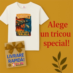 Tricou Barbat Tralalero Tralala cu personajul Bombardiro Crocodilo VS Tralalero Tralala - Italian Brainrot (1) - Img 7