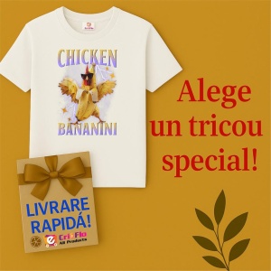 Tricou Barbat Tralalero Tralala cu personajul Chicken Bananini - Italian Brainrot Meme Gen Z - Img 7