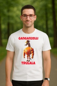 Tricou Barbat Tralalero Tralala cu personajul Ganganzelli Trulala Italian Brainrot Meme Humor