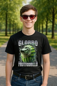 Tricou Barbat Tralalero Tralala cu personajul Glorbo Fruttodrillo