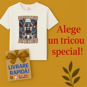 Tricou Barbat Tralalero Tralala cu personajul Italian Brainrot Cappuccino Assassino, Funny Cappuccino Meme (1) - Img 7