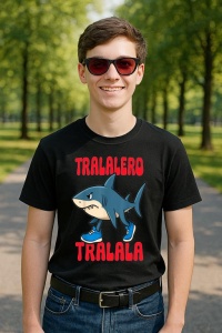 Tricou Barbat Tralalero Tralala cu personajul Tralalero Tralala Funny Italian brainrot Shark meme - Img 2