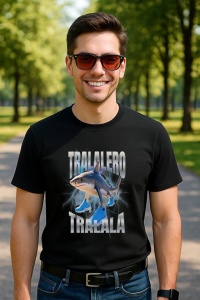 Tricou Barbat Tralalero Tralala cu personajul Tralalero Tralala Bootleg Brainrot Italian Brainrot Meme (1) - Img 4