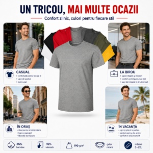 Tricou bărbătesc Malfini Edge 813, 190 g/m², guler rotund, S–6XL, 7 culori disponibile - Img 10