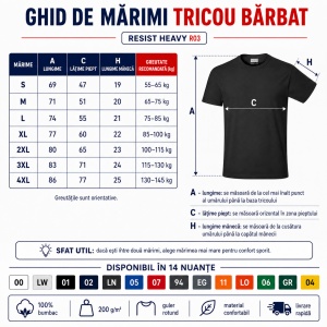 Tricou bărbați heavy, 100% bumbac pre-shrunk, 200 g/m², 14 nuanțe disponibile - Img 4