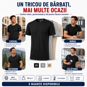 Tricou Bărbați Malfini Merino Rise 157, 100% Lână Merino, 190 g/m², Respirabil, Termoreglare, Slim Fit, Mărimi S-3XL - Img 6