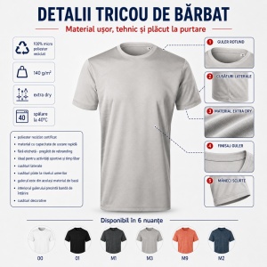 Tricou bărbați sport Malfini Chance GRS 810, micro poliester reciclat, Extra Dry, 6 nuanțe - Img 3