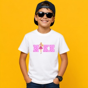 Tricou Barbie Doll Pink Aesthetic Typography Urban Girl Style, din bumbac 100% Copii | Dama | Barbat - Img 2