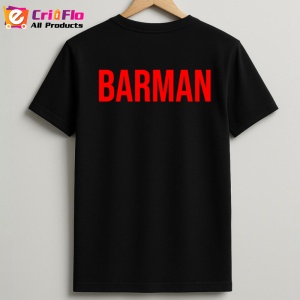 Tricou BARMAN , Personalizat | Unisex Dama si Barbat, Negru - Img 2