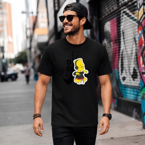 Tricou Bart Simpson Ascultand Muzica Logo Vertical Urban Vibe, din bumbac 100%, tricou negru, Copii | Dama | Barbat - Img 5