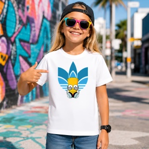 Tricou Bart Simpson Ochelari Soare Logo Albastru Urban Chill Vibe, din bumbac 100% Copii | Dama | Barbat - Img 4