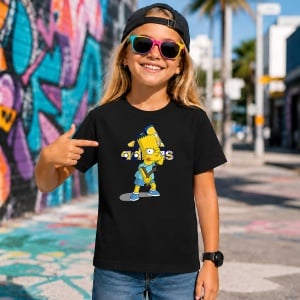 Tricou Bart Simpson Stil Urban Trist Albastru Galben Street Fashion, din bumbac 100%, tricou negru, Copii | Dama | Barbat - Img 7