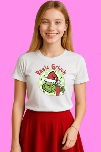 Tricou Basic Grinch Christmas Green And Red, din bumbac 100%, tricou alb, Copii | Dama | Barbat - Img 3