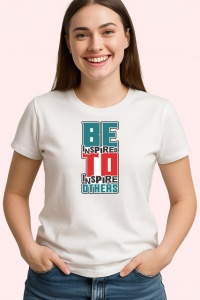 Tricou Be Inspired To Inspire Others Fundal Gri, din bumbac 100% , tricou alb pentru Copii | Dama | Barbat