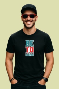Tricou Be Inspired To Inspire Others Fundal Gri, din bumbac 100%, tricou negru Copii | Dama | Barbat - Img 2