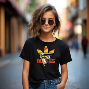 Tricou Bear Panda Fight Tricou Negru - Copii | Dama | Barbat - Img 5