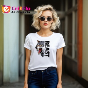 Tricou Beast Wolf Lup Gri Urlat Text V1, din bumbac 100% , tricou alb pentru Copii | Dama | Barbat - Img 8