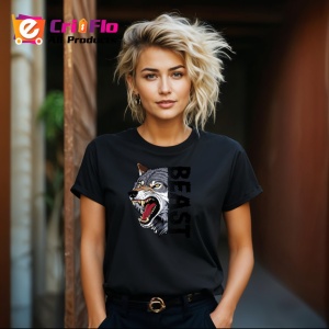 Tricou Beast Wolf Lup Gri Urlat Text V1, din bumbac 100%, tricou negru Copii | Dama | Barbat - Img 8