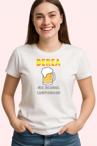 Tricou Berea Mic Dejunul Campionilor Amuzant, din bumbac 100% , tricou alb pentru Dama | Barbat - Img 2