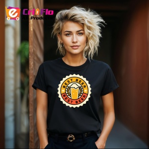 Tricou Best Beer Emblema Galbena Rotunda, din bumbac 100%, tricou negru Dama | Barbat - Img 4