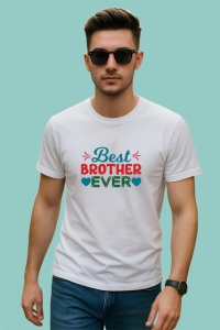 Tricou Best Brother Ever Inimi Si Sageti Albastru, din bumbac 100% , tricou alb pentru Copii | Dama | Barbat - Img 2