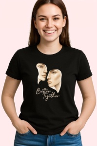 Tricou Better Togheter doua fete v2, Copii | Dama | Barbat , tricou negru - Img 3