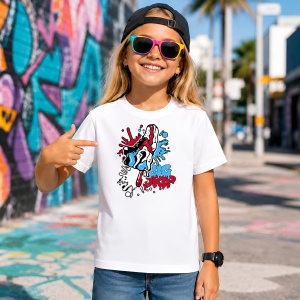 Tricou Big Drip Sneaker Splash Blue Red Urban Graffiti Design, din bumbac 100% Copii | Dama | Barbat - Img 4