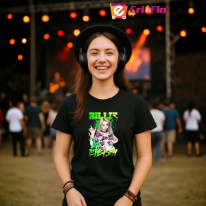 Tricou Billie Eilish - Neon Look, muzica Hip-Hop, Dama | Barbat | Copii, Culoare Negru - Img 5