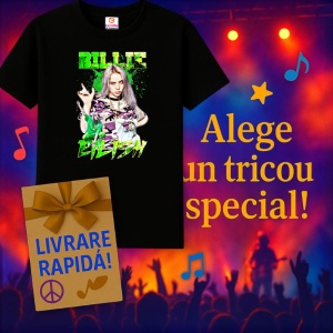 Tricou Billie Eilish - Neon Look, muzica Hip-Hop, Dama | Barbat | Copii, Culoare Negru - Img 11