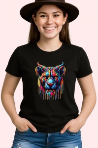 Tricou Bivol curcubeu in stil graffiti digital Copii | Dama | Barbat, culoare negru - Img 3