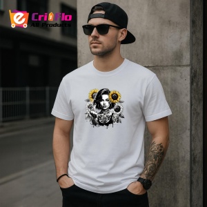 Tricou black white woman tattoo flower, femeie alb negru tatuata cu floare, Copii | Dama | Barbat - Img 4