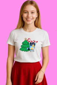 Tricou Bluey Cu Brad Si Baston De Bomboana, din bumbac 100%, tricou alb, Copii | Dama | Barbat - Img 3